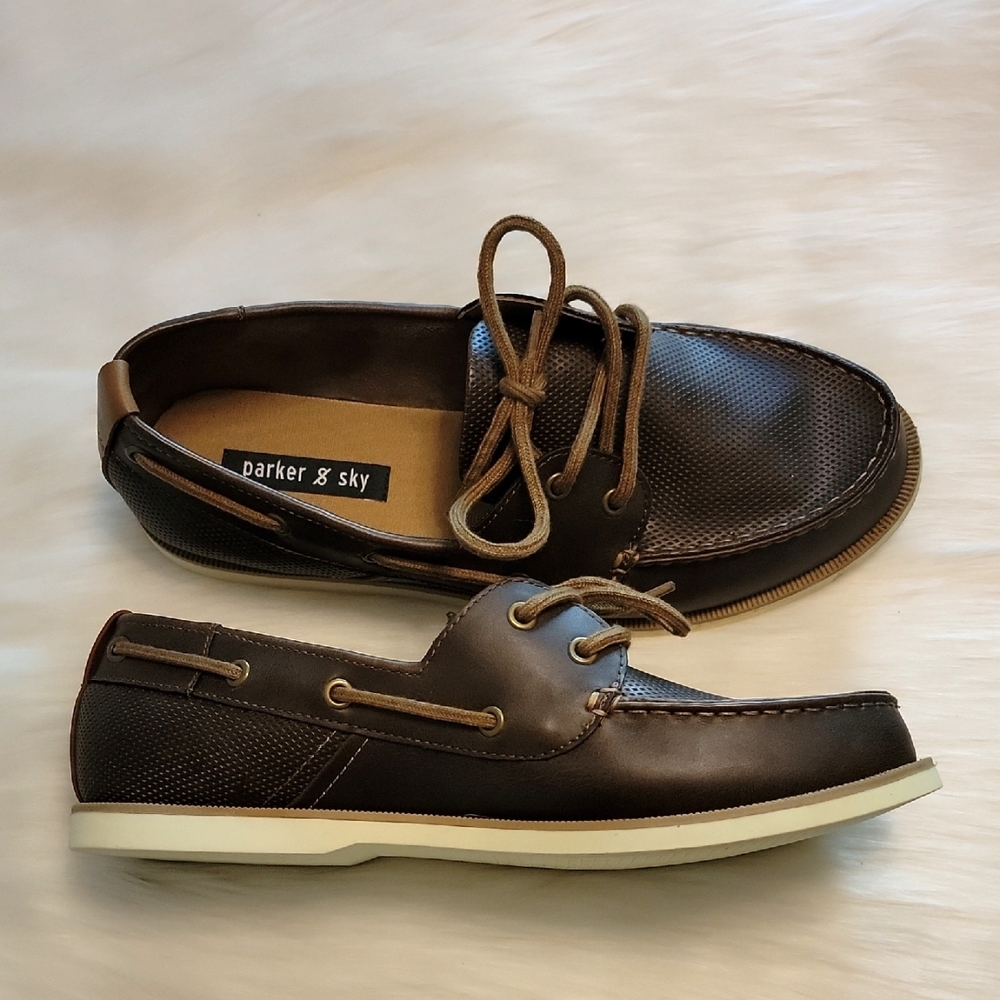 Parker & Sky Mens Shoes Size 10.5 Brown Boat Shoes Lightweight Loafers